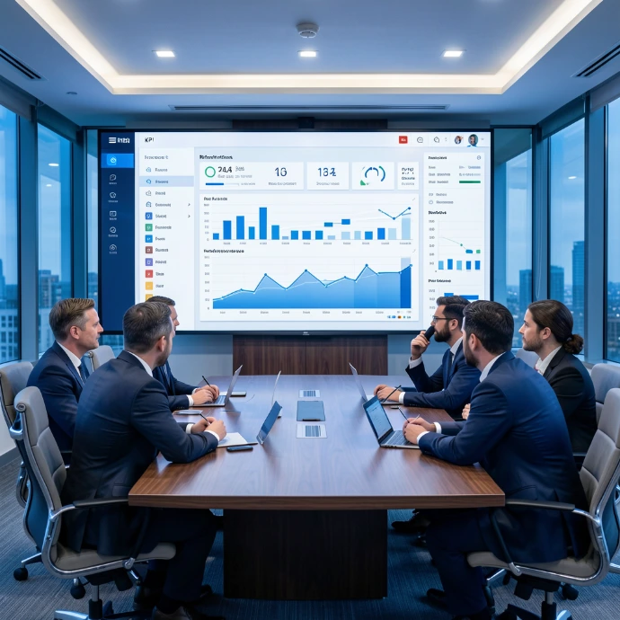 Executive dashboard displaying KPI tracking and real-time business analytics