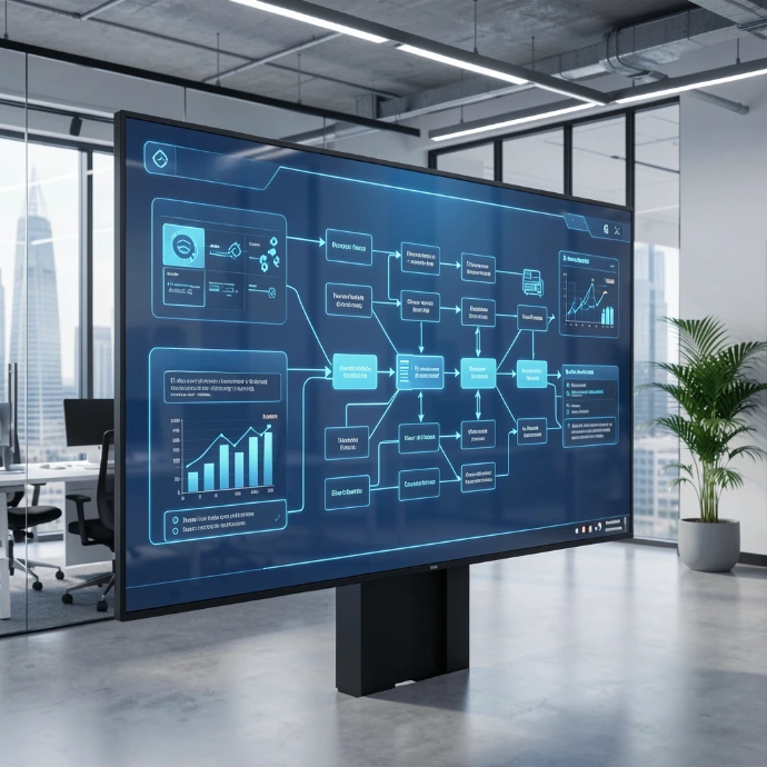 Business process automation system integrating workflows and data synchronization